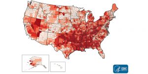 Map of Heart Disease risk in Women. Details in linked article.