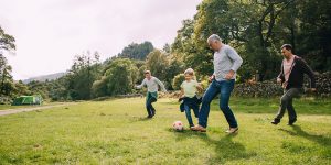 Playing soccer with Grandad